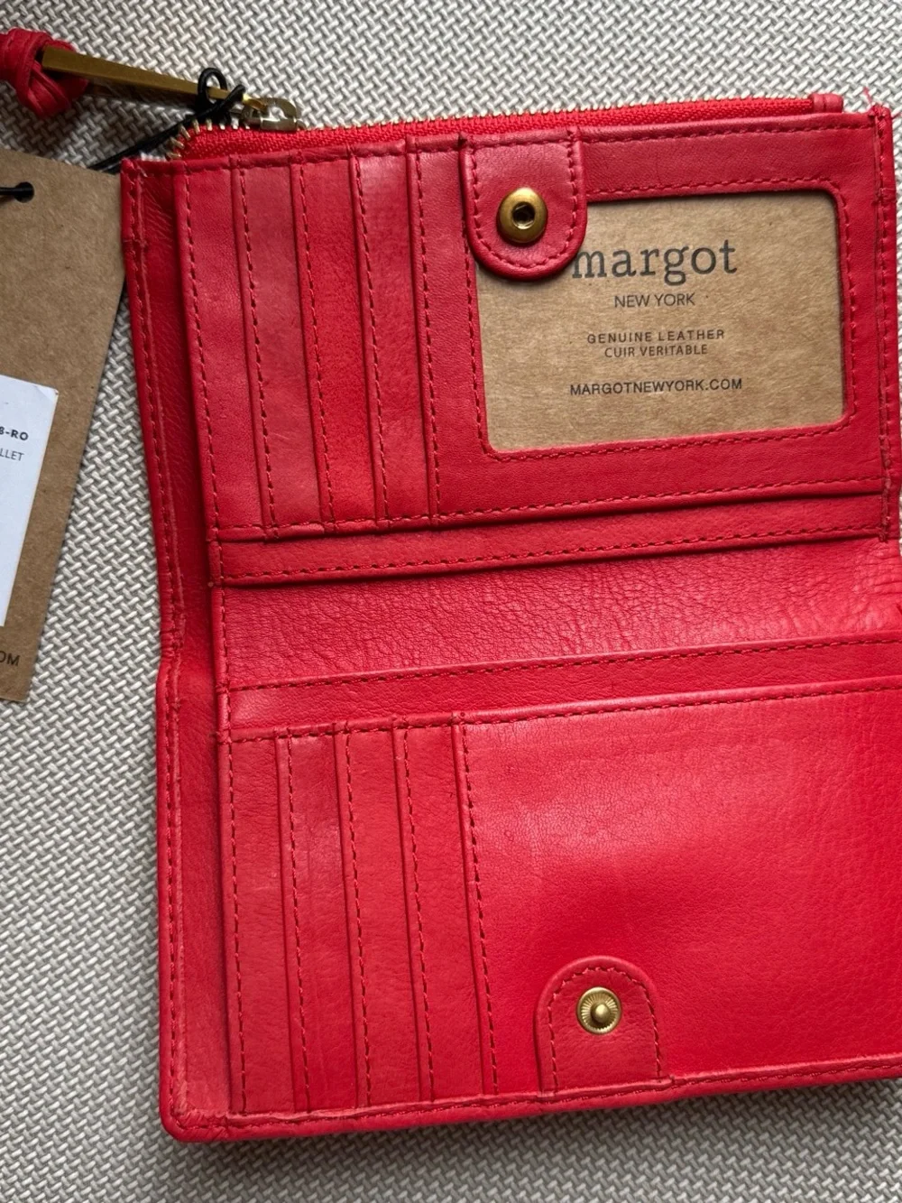margot Red Leather Zip Wristlet Wallet